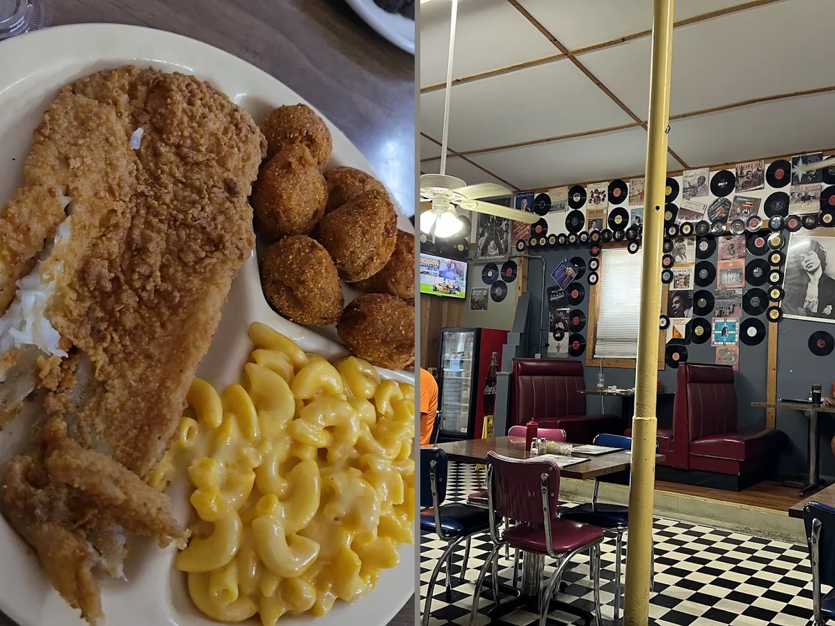 Indoor seating for lunch and dinner at Pete's Drive In.