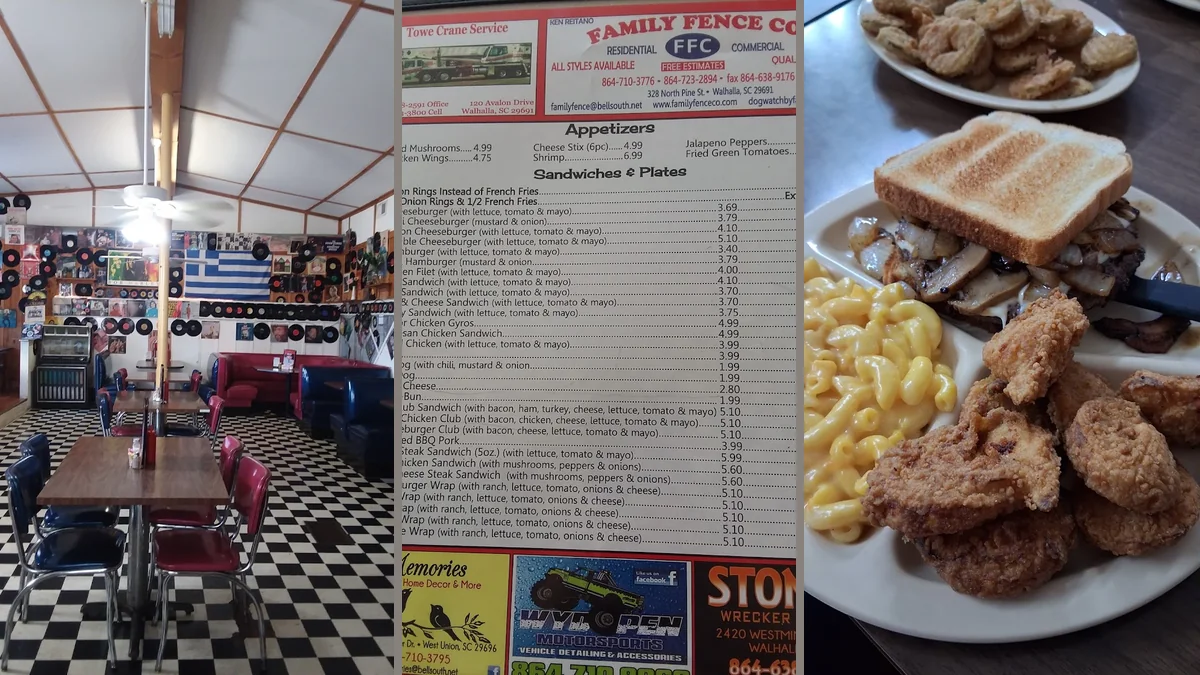 Indoor seating for lunch and dinner at Pete's Drive In.